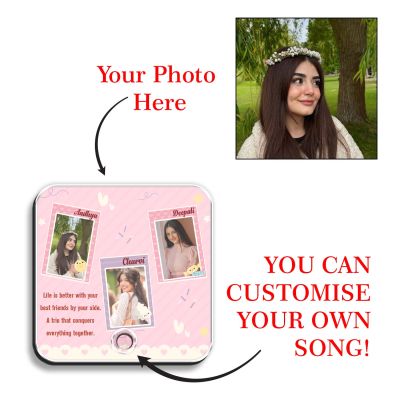 Gift for Trio Friends Personalized Musical Fridge Mganet with Playing Song Feature Friendship Gift for Trio  Birthday Gift for Bestie